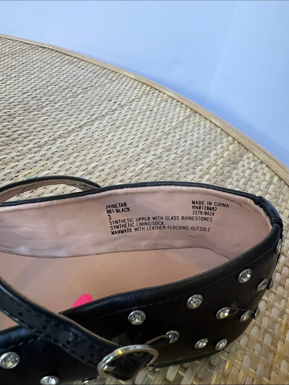 Steve Madden Jvinetar black Mary Jane flat vegan leather rhinestone studs Girl 3